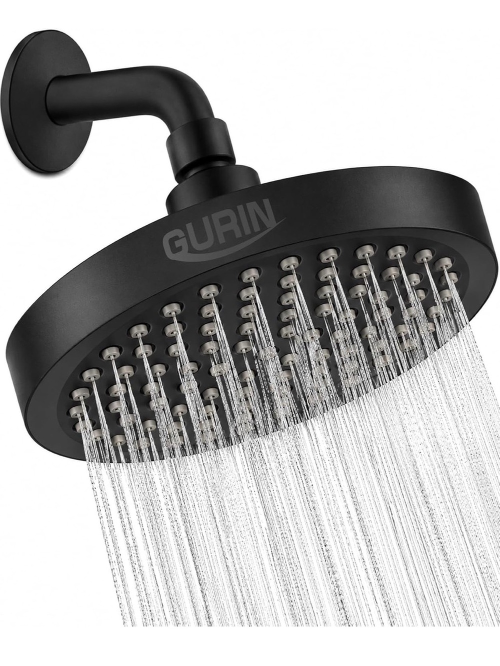 Gund Matte Black Round Rain Shower Head with Arm